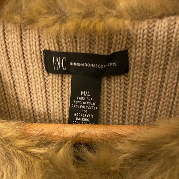 INC International Concepts Women Brown Faux Fur Vest M/L Medium Large - Picture 3 of 8
